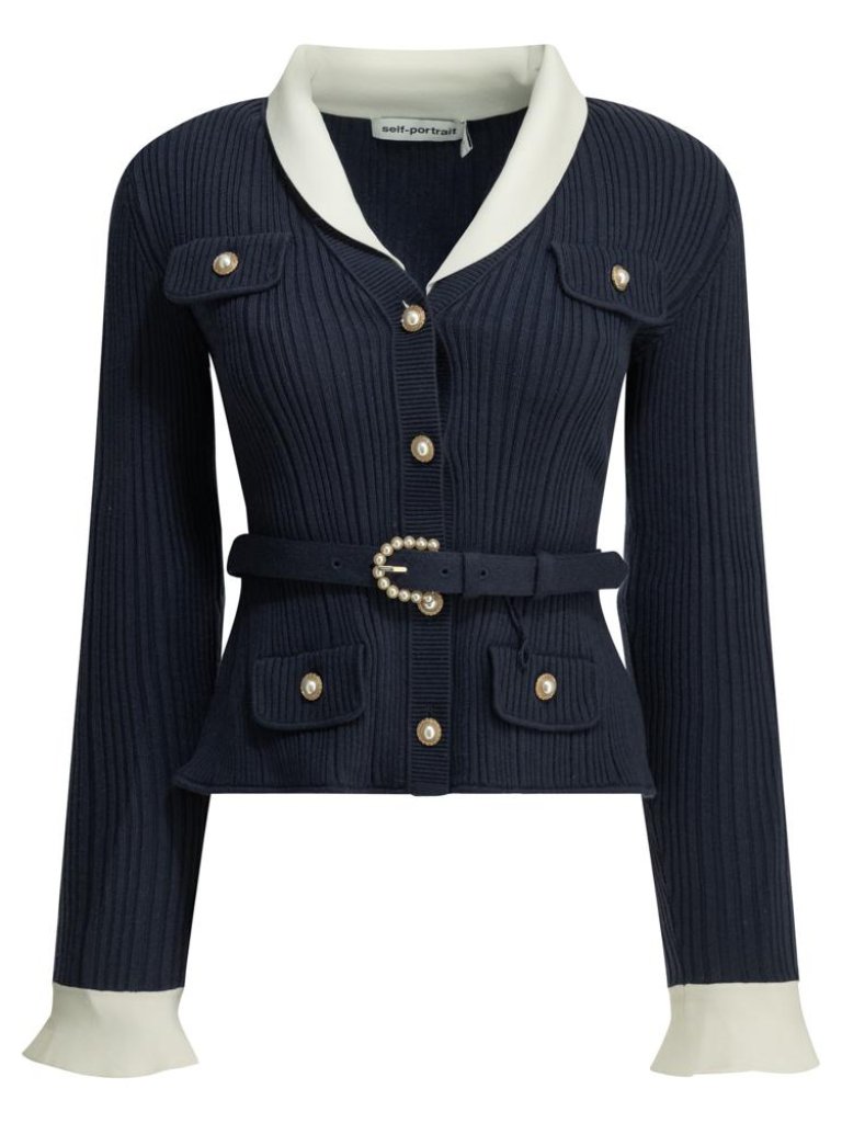 Self-Portrait Woven Knit Cardigan Tag Size S Women